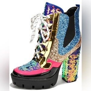 Cape Robbin “Nell” Multicolor Sequin Platform Boots – Size 9